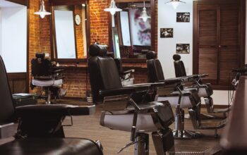 Vintage chairs and interior in stilish barbershop